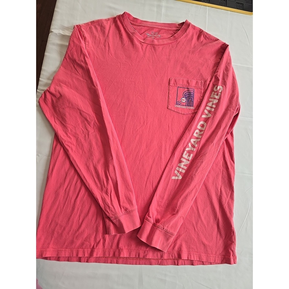 Vineyard Vines Coral Sports Long Sleeve T Shirt Mens Cotton